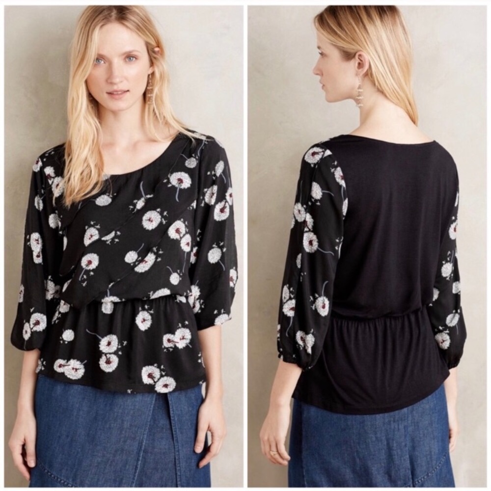 Deletta Wished Blooms Floral Top XSMALL